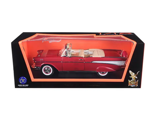 1957 Chevrolet Bel Air Convertible Red 1/18 Diecast Model Car by Road Signature #3