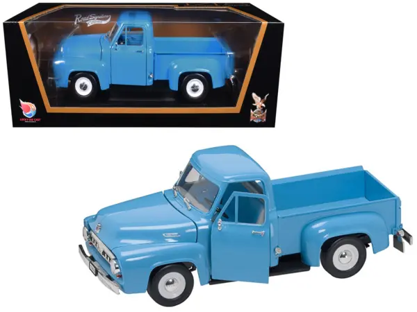 1953 Ford F-100 Pickup Truck Light Blue 1/18 Diecast Model Car by Road Signature #1
