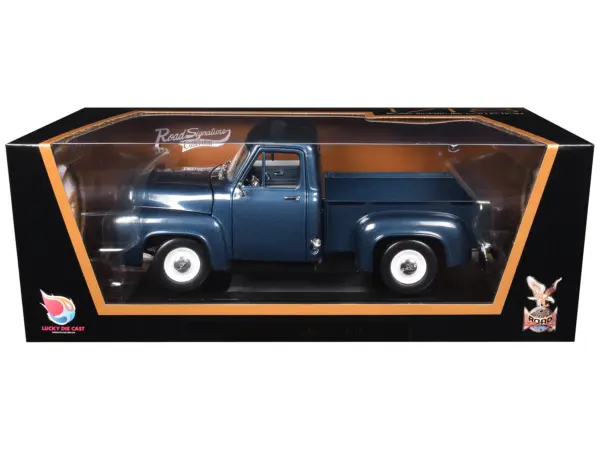 1953 Ford F-100 Pickup Dark Blue 1/18 Diecast Model Car by Road Signature #3