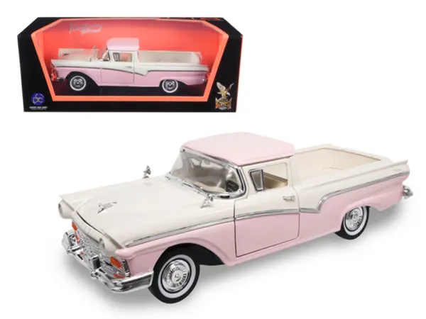1957 Ford Ranchero Pickup Truck Pink 1/18 Diecast Model by Road Signature #1