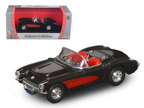 1957 Chevrolet Corvette Convertible Black 1/43 Diecast Model Car by Road Signature #1