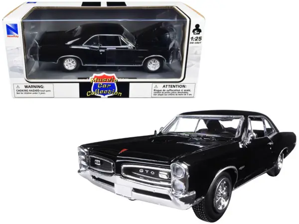 1966 Pontiac GTO Black "Muscle Car Collection" 1/25 Diecast Model Car by New Ray #1