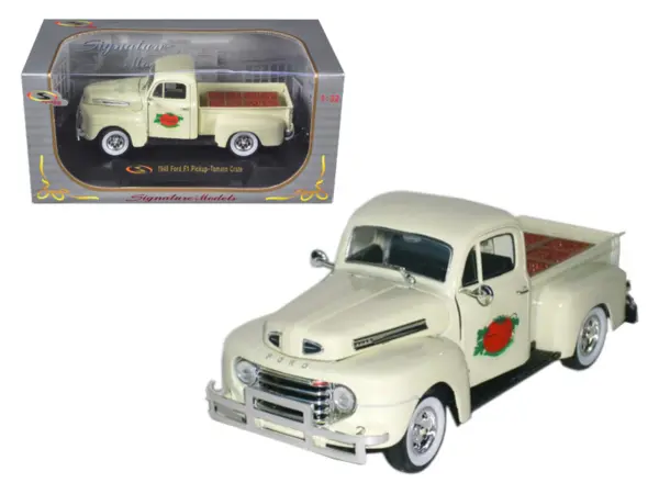 1949 Ford F-1 Delivery Pickup Truck Cream with Tomato Crates 1/32 Diecast Model Car by Signature Models #1
