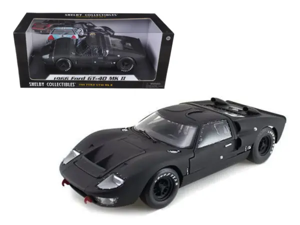 1966 Ford GT-40 GT40 MK 2 Matt Black 1/18 Diecast Car Model by Shelby Collectibles #1