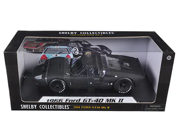 1966 Ford GT-40 GT40 MK 2 Matt Black 1/18 Diecast Car Model by Shelby Collectibles #3