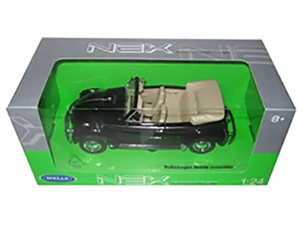 Volkswagen Beetle Convertible Black 1/24 Diecast Model Car by Welly #3