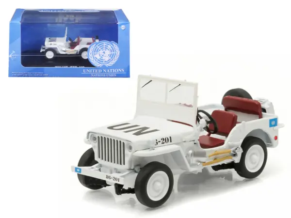 1944 Jeep Willys UN United Nations White 1/43 Diecast Model Car by Greenlight #1