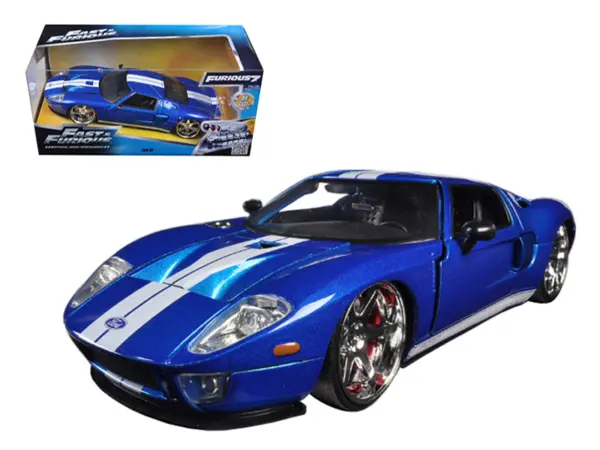 Ford GT Blue with White Stripes "Fast & Furious 7" (2015) Movie 1/24 Diecast Model Car by Jada #1