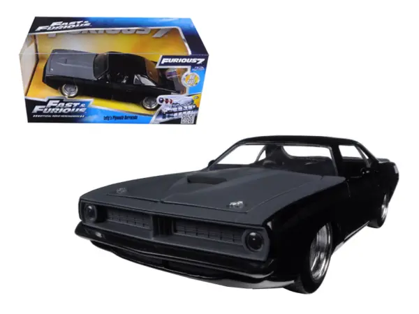 Letty's Plymouth Barracuda Matt Black "Fast & Furious 7" Movie 1/24 Diecast Model Car by Jada #1