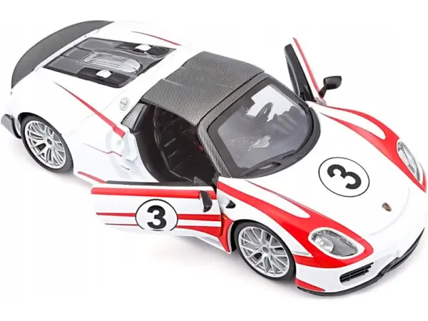 Porsche 918 Spyder Weissach #3 White 1/24 Diecast Model Car by Bburago #2