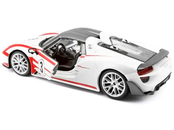 Porsche 918 Spyder Weissach #3 White 1/24 Diecast Model Car by Bburago #3
