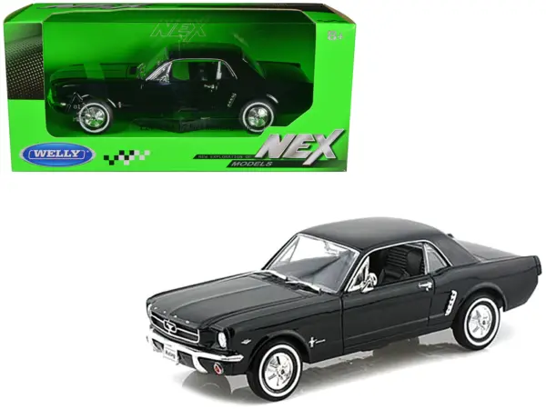 1964 1/2 Ford Mustang Coupe Hard Top Black 1/24 Diecast Model Car by Welly #1