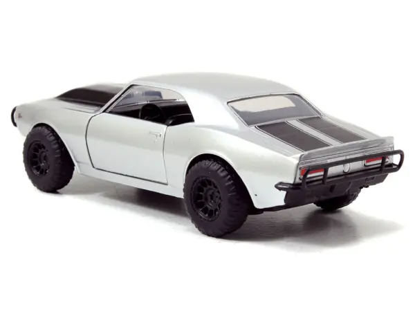 Roman's Chevrolet Camaro Z/28 Silver with Black Stripes "Fast & Furious 7" (2015) Movie 1/32 Diecast Model Car by Jada #3