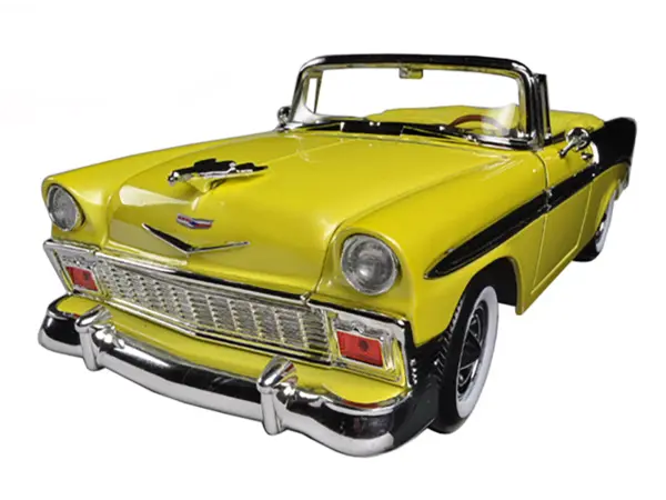 1956 Chevrolet Bel Air Convertible Yellow/Black 1/18 Diecast Car Model by Road Signature #2