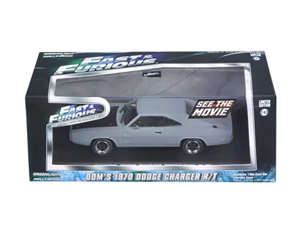 Dom's 1970 Dodge Charger R/T Primered Grey "Fast and Furious" Movie (2009) 1/43 Diecast Car Model by Greenlight #3
