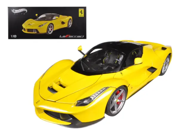 Ferrari LaFerrari F70 Hybrid Yellow with Black Top "Elite Edition" Series 1/18 Diecast Model Car by Hot Wheels #1