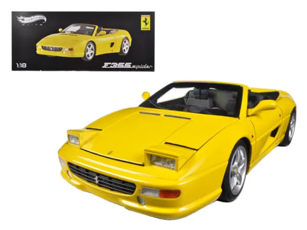 Ferrari F355 Spider Convertible Yellow Elite Edition 1/18 Diecast Car Model by Hot Wheels #1