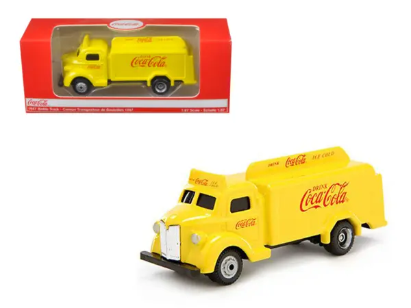 1947 Coca Cola Delivery Bottle Truck Yellow 1/87 Diecast Model by Motorcity Classics #1