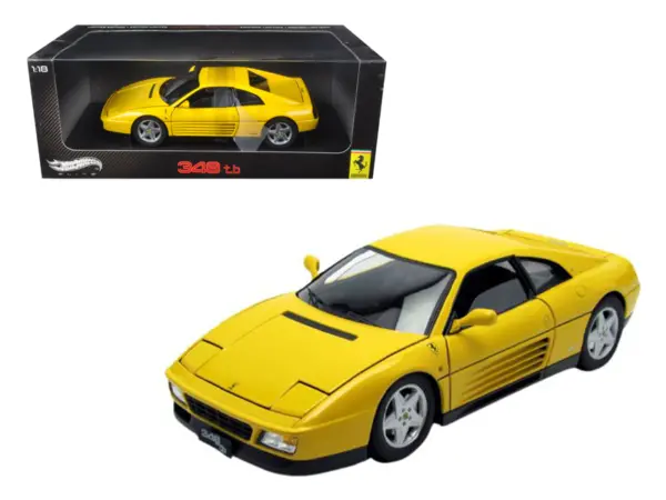 1989 Ferrari 348 TB Yellow Elite Edition 1/18 Diecast Car Model by Hot Wheels #1
