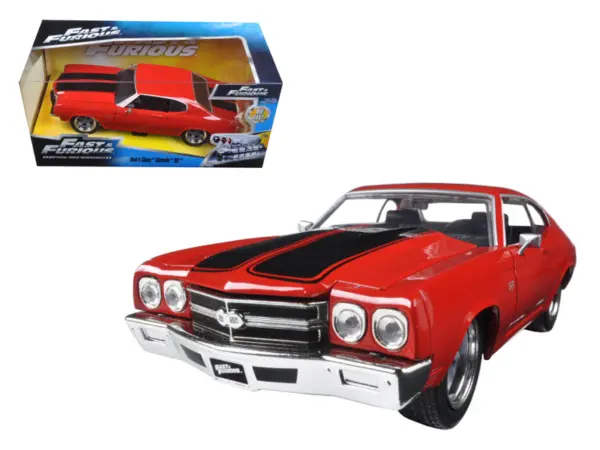 Dom's Chevrolet Chevelle SS Red with Black Stripes "Fast & Furious" Movie 1/24 Diecast Model Car by Jada #1