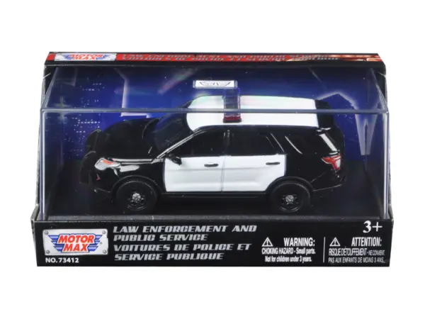 2015 Ford Police Interceptor Utility Plain Black and White 1/43 Diecast Model Car by Motormax #1