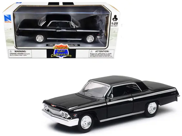 1962 Chevrolet Impala SS Black 1/25 Diecast Model Car by New Ray #1