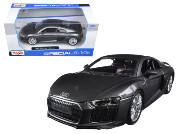Audi R8 V10 Plus Gray Metallic "Special Edition" 1/24 Diecast Model Car by Maisto #1
