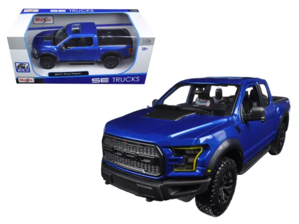 2017 Ford Raptor Pickup Truck Blue Metallic 1/24 Diecast Model Car by Maisto #1