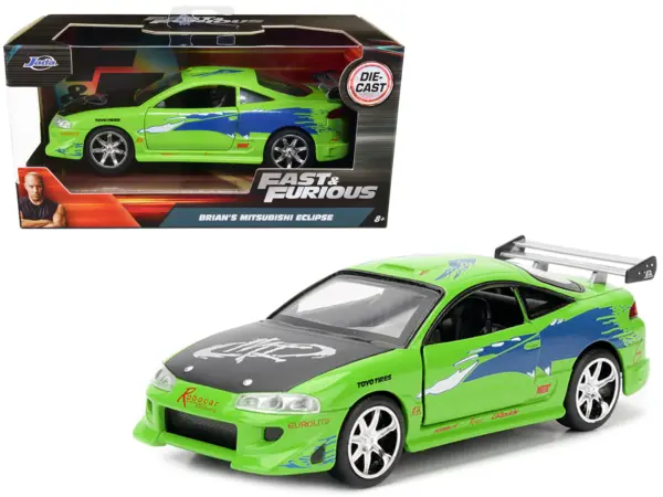 Brian's 1995 Mitsubishi Eclipse Green with Graphics "Fast & Furious" Movie 1/32 Diecast Model Car by Jada #1