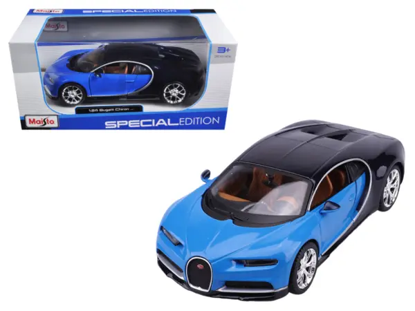 Bugatti Chiron Blue and Dark Blue 1/24 Diecast Model Car by Maisto #1