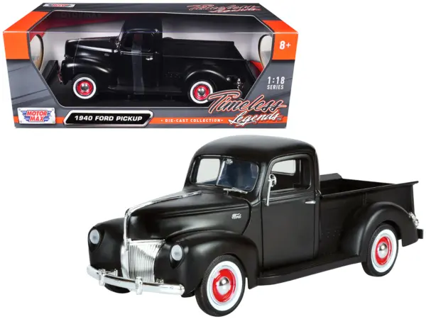 1940 Ford Pickup Matt Black 1/18 Diecast Model Car by Motormax #1