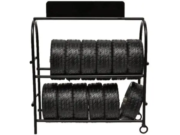 Metal Tire Rack with Rims and Tires for 1/24 Scale Models by American Diorama #3