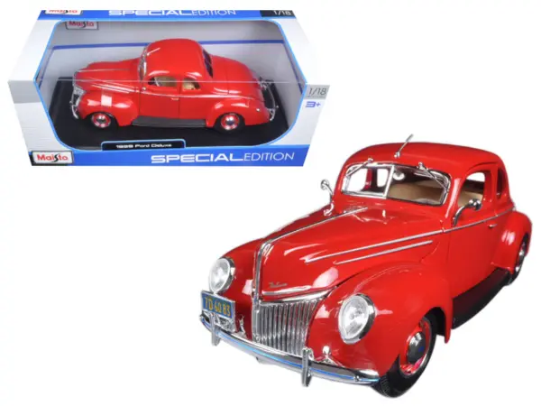 1939 Ford Deluxe Tudor Red 1/18 Diecast Model Car by Maisto #1