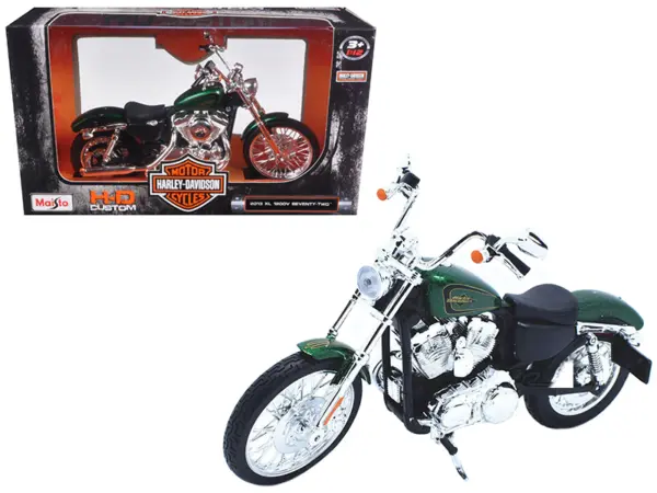 2013 Harley Davidson XL 1200V Seventy Two Green Motorcycle Model 1/12 by Maisto #1