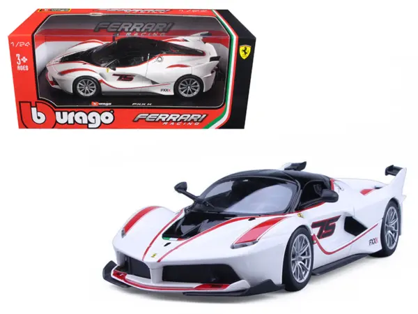 Ferrari Racing FXX-K #75 White 1/24 Diecast Model Car by Bburago #1