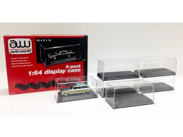 6 Collectible Display Show Cases for 1/64 Scale Model Cars by Auto World #1