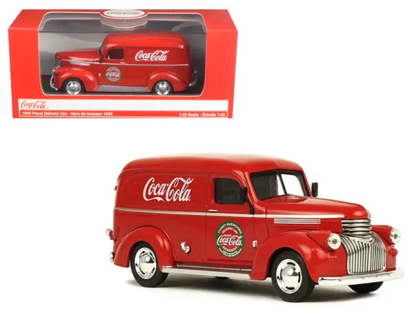 1945 Panel Delivery Van "Coca-Cola" Red 1/43 Diecast Model Car by Motorcity Classics #1