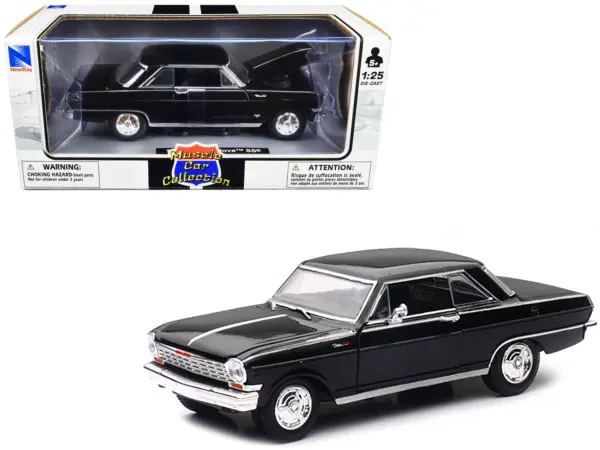 1964 Chevrolet Nova SS Black "Muscle Car Collection" 1/25 Diecast Model Car by New Ray #1