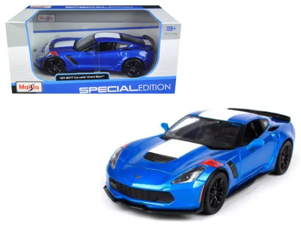 2017 Chevrolet Corvette Grand Sport Blue Metallic 1/24 Diecast Model Car by Maisto #1