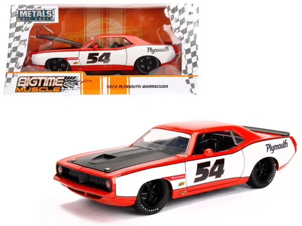 1973 Plymouth Barracuda #54 1/24 Diecast Model Car by Jada #1