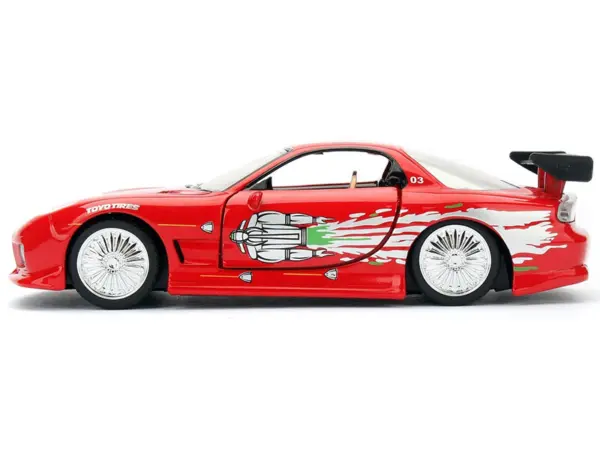 Dom's Mazda RX-7 Red with Graphics "Fast & Furious" Movie 1/32 Diecast Model Car by Jada #2