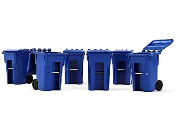 Set of 6 Blue Garbage Trash Bin Containers Replica 1/34 Models by First Gear #2