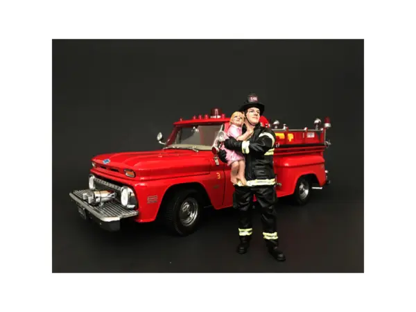 Firefighter Saving Life with Baby Figurine / Figure For 1:18 Models by American Diorama #1