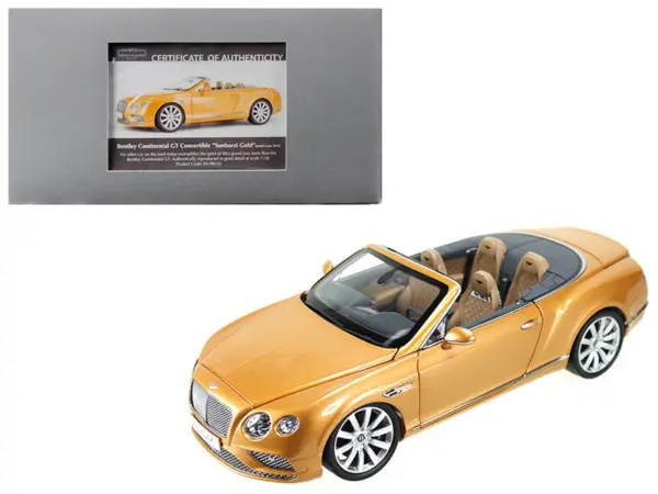 2016 Bentley Continental GT Convertible LHD Sunburst Gold 1/18 Diecast Model Car by Paragon #1