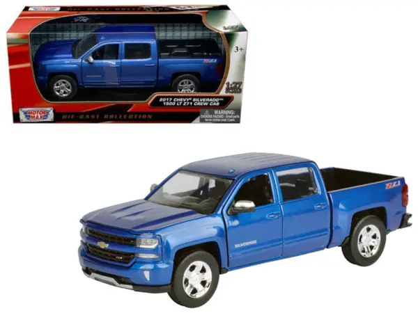 2017 Chevrolet Silverado 1500 LT Z71 Crew Cab Pickup Truck Blue 1/27 Diecast Model Car by Motormax #1