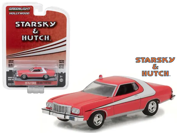 1976 Ford Gran Torino Red with White Stripe "Starsky and Hutch" (1975-1979) TV Series "Hollywood Series" Release 18 1/64 Diecast Model Car by Greenlight #1