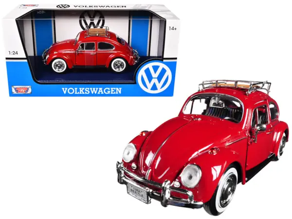 1966 Volkswagen Classic Beetle Red 1/24 Diecast Car Model by Motormax #1