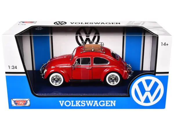 1966 Volkswagen Classic Beetle Red 1/24 Diecast Car Model by Motormax #3