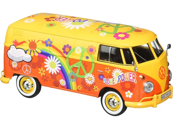 Volkswagen Type 2 (T1) Delivery Van Flower Power 1/24 Diecast Car Model by Motormax #2