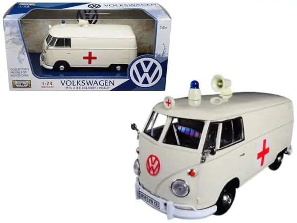 Volkswagen Type 2 (T1) Ambulance Cream 1/24 Diecast Model by Motormax #1
